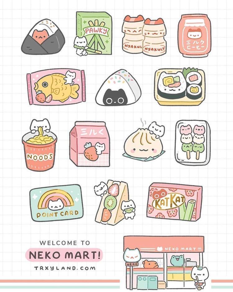 Kawaii đồ ăn cute sticker ngộ nghĩnh.